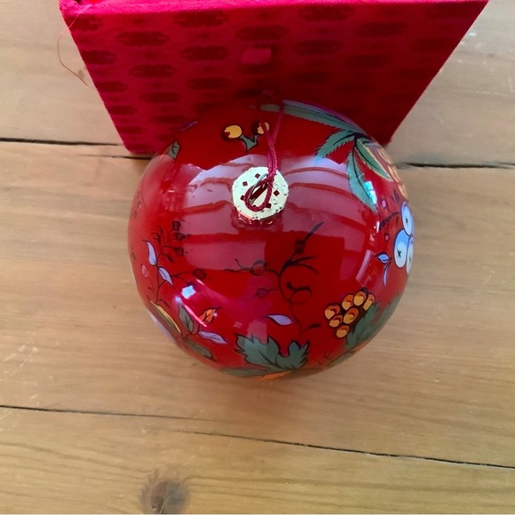 PIERRE DEUX FRENCH GLASS BALL ORNAMENT, RED, PEARS, GRAPES, PINEAPPLE FRUIT - Picture 5 of 12